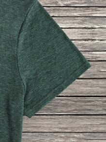Manfinity Dauomo Men's High Low Hem Tee - Dark Green - View 3