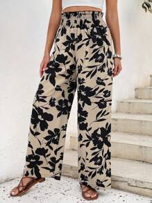 Breezaya Pantaloni A Gamba Larga In Vita Elastica Stampati Con Fiori