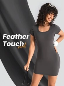 SHEIN Sports Athletic Bodycon Yoga Dress For Women Sport Dress - Grey - View 3