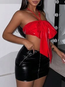 Zolique Women's Bowknot Decorated Halter Top