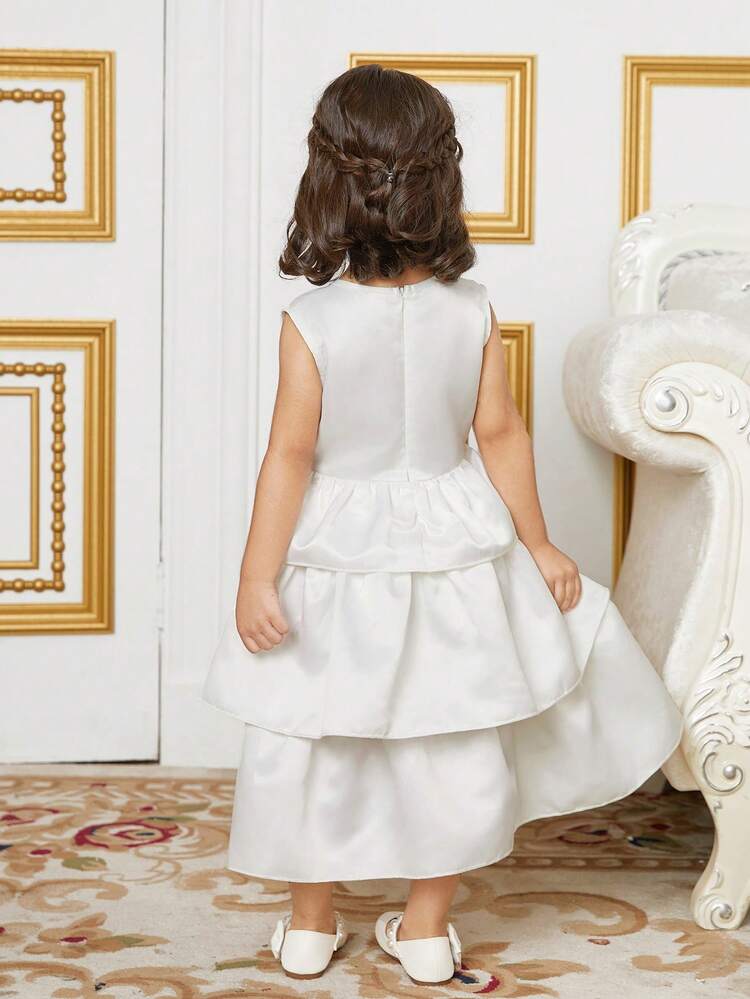 Young Girl Positioning Gold Foil Printing Embroidery Decor Three-Piece Spliced Party & Festival Dress