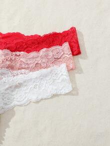 SHEIN Của phụ nữ Trang trí ngọc trai Ren Bộ đồ lót - Nhiều màu - Xem 3