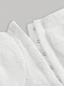 SHEIN MOD Hoa Dệt hoa Mặt trước Nút Cami ngọn - trắng - Xem 3