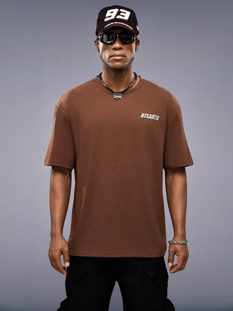 Oversized Men's Car & Letter Graphic Drop Shoulder T-Shirt