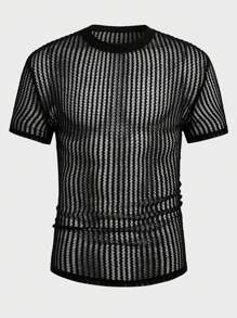 Manfinity Fever City Men'S Short Sleeve Mesh See-Through T-Shirt - Black - View 4