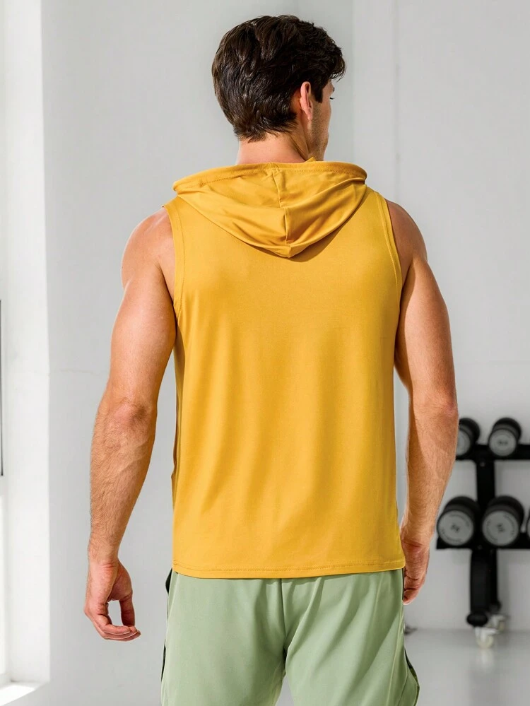 Men's Printed Hooded Sports Tank Top Workout Tops