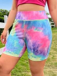 SHEIN Qutie 大码夏季扎染印花短裤