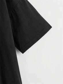 SHEIN Tween Girl Drop Shoulder Dragon Print Tee - Black - View 4