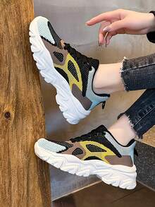 Của phụ nữ Đúng mốt Lace-up Khối màu Giày thể thao Với Lưới thoáng khí Và Đế - Nhiều màu - Xem 4