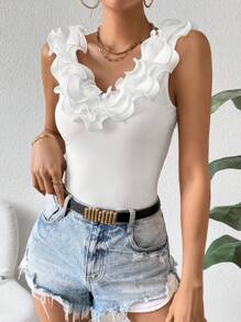 Chiquease Women's Ribbed Backless Sleeveless Bodysuit - White - View 6