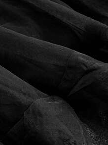 SHEIN MOD Váy lưới nhiều lớp trang trí nơ cho nữ - màu đen - Xem 3