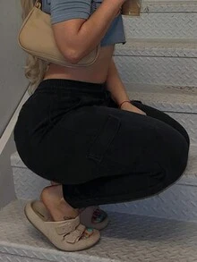 Pantalones ajustados sólidos y sexys para mujer - Negro - Ver 4