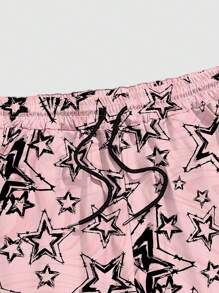 ROMWE MEN Street Life Men's Elastic Waist Drawstring Pocket Shorts - Baby Pink - View 3