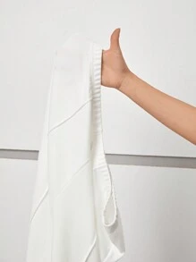 SHEIN Privé 大尺寸純色喇叭褲 - 白色 - 查看 6