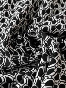 Plus Allover Print Lantern Sleeve Ruffle Hem Dress Fall Cloth For Women