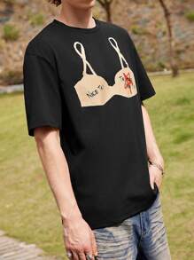 Manfinity VCAY Camiseta Casual De Cuello Redondo De Punto Para Hombre