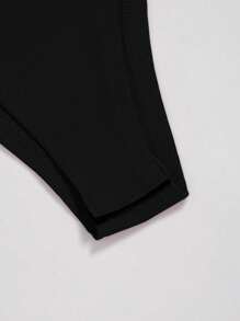 SHEIN LUNE 拼色彩邊紋袖無連體衣 - 白色 - 查看 3