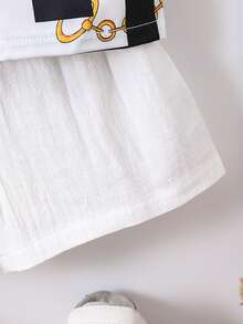 Đứa bé trai Ngày lễ , Sang trọng In Dây chuyền Áo sơ mi Với Trắng Quần short , Giải trí Phong cách đường phố - Nhiều màu - Xem 6