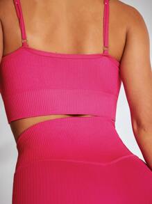 VARSITIE Sports Yoga Basic  Seamless  With TANK TOP AND LEGGING SET - Hot Pink - View 5