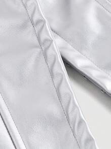 SHEIN MOD Women's Silver Buckled Front Fashion Strapless Top - Silver - View 3