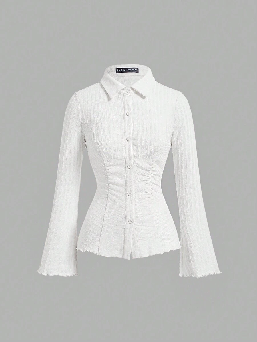 SHEIN MOD 女士纯色喇叭袖 T 恤