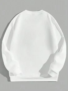 Manfinity RebelGame Loose Fit Men's Casual White Valentine's Day Heart Printed Sweatshirt - White - View 2