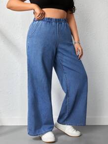 CovetEZ Plus Size Straight Leg Casual Jeans - Light Wash - View 4