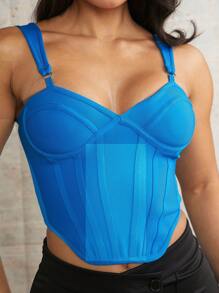 SHEIN BAE Blue  Bandage Dip Hem Bust Cup Corset