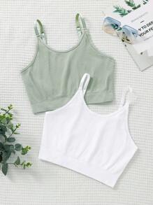 SHEIN Teen Girl Seamless Knitted Solid Color Sports And Casual Two Pieces Set