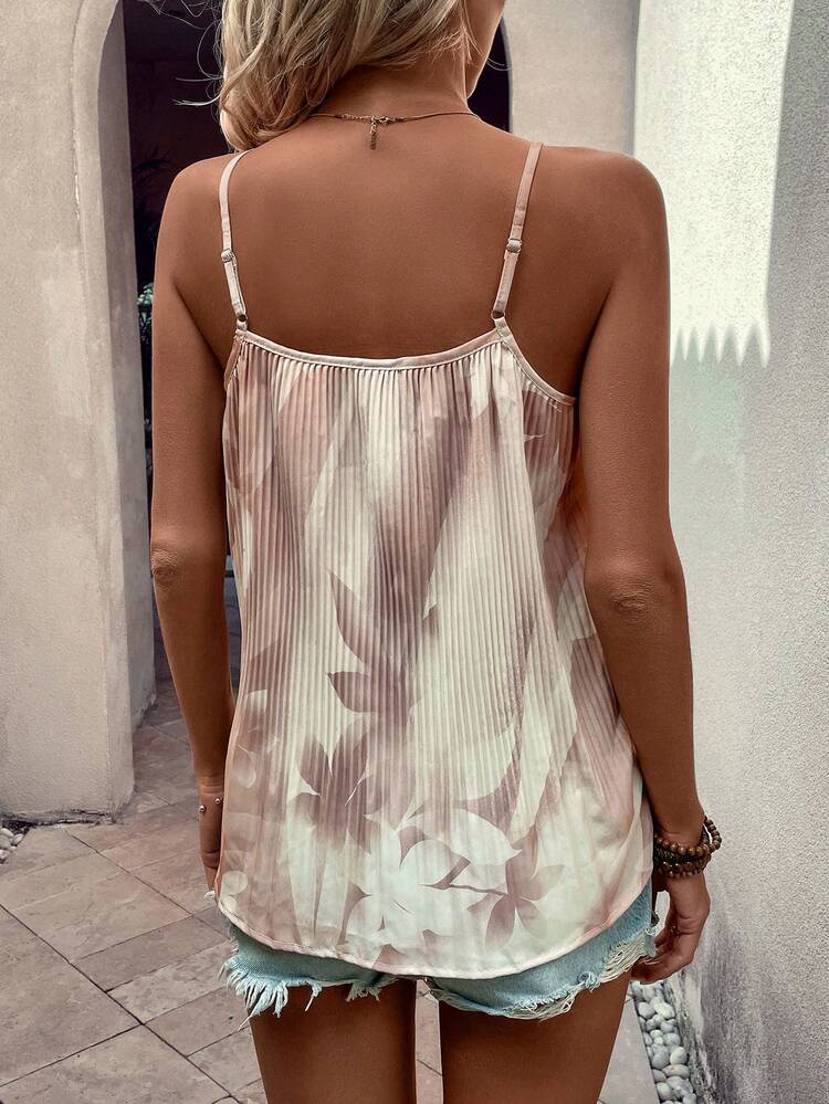 Women's Printed Pleated Camisole Tank Top