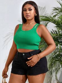 Maweii Plus Size Women's Sleeveless Knit Top - Green - View 3