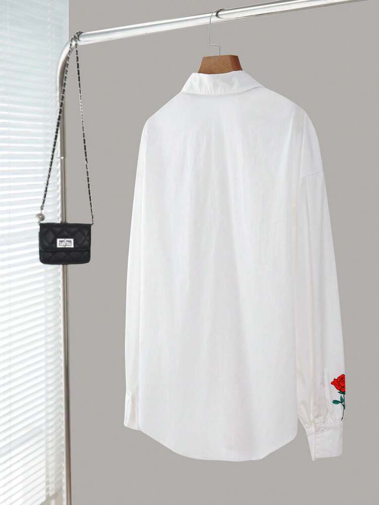 White Woven Valentines Shirt For Women