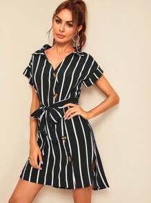 Chiquease Women's Random Printed Batwing Sleeve Shirt Dresses - Multicolor - View 3