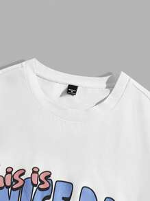 Manfinity VCAY Herren Strick Freizeit Buchstaben & Cartoon Druck T-shirt