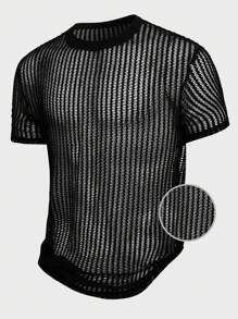 Manfinity Fever City Men'S Short Sleeve Mesh See-Through T-Shirt - Black - View 1