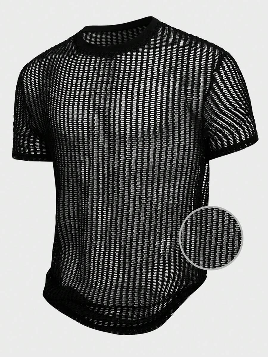 Manfinity Fever City Men'S Short Sleeve Mesh See-Through T-Shirt - Black - View 1