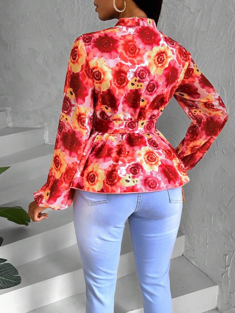 Women's Long Sleeve Shirt With Ruffled Hem Fall Cloth For Women