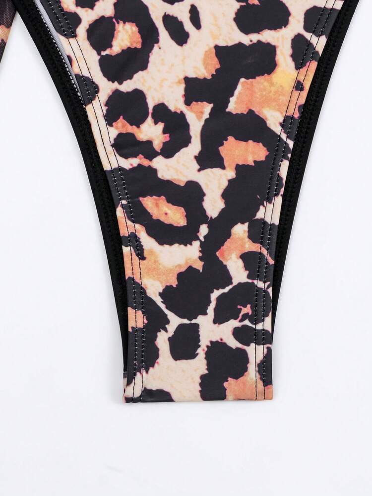 Women's Leopard Printed Three-Piece Swimwear Set Summer