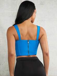 SHEIN BAE Blue  Bandage Dip Hem Bust Cup Corset