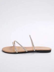 女士时尚拖鞋，百搭舒适厚底拖鞋，高端设计，适合户外散步、聚会、派对、约会、通勤 - 杏色 - 查看 4