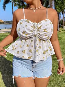 SHEIN Unity Plus Size Women's Floral Print Camisole Top - Multicolor - View 7