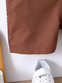 SHEIN 兒童泰迪連身褲（帶口袋） - 咖啡棕 - 查看 6