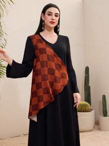 Mulvari Vestido De Cambio De Manga Acampanada A Cuadros De Mujer