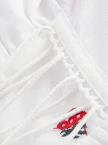 SHEIN MOD Vestido Con Mangas Abullonadas Y Cuello Cuadrado Con Estampado De Fresas - Blanco - Ver 3