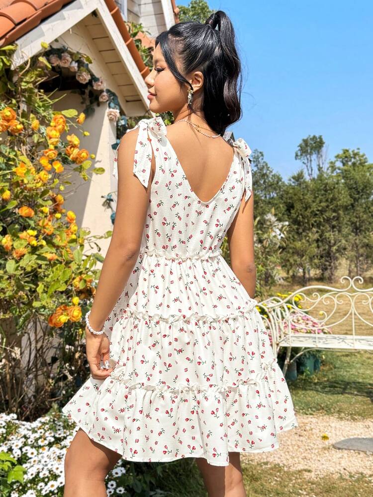 Floral Print Shoulder Strap Sundress
