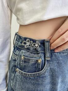 DAZY Fashionable Flower Design Button - Silver - View 9