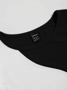 SHEIN LUNE 拼色彩邊紋袖無連體衣 - 白色 - 查看 5