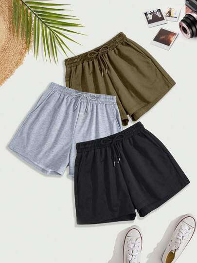 INAWLY 女士實色束口短褲