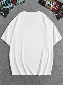 Claim Dot 男款字母印花落肩 T 卹 - 白色 - 查看 2