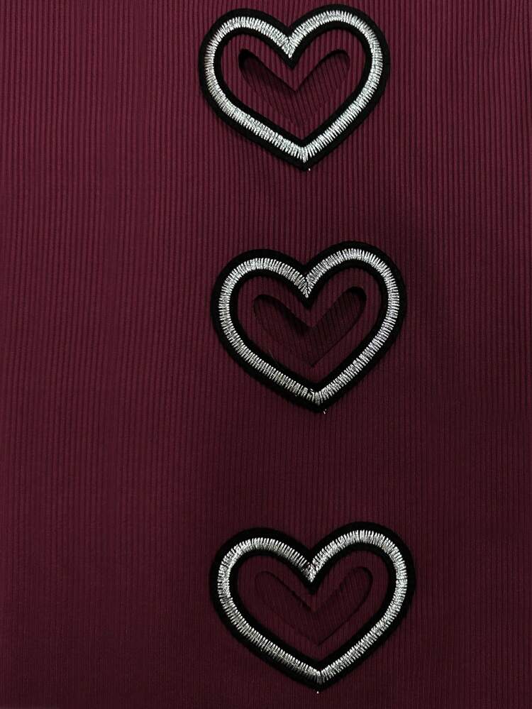 Women's Hollow Out Heart Shaped Sparkling Red Jumpsuit Unitard